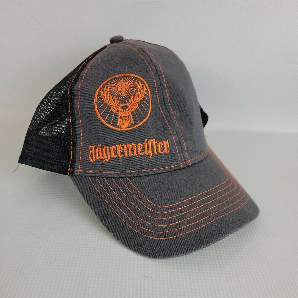 Jagermeister Snapback Hat Gray Orange Logo Adjustable Baseball Cap H008
